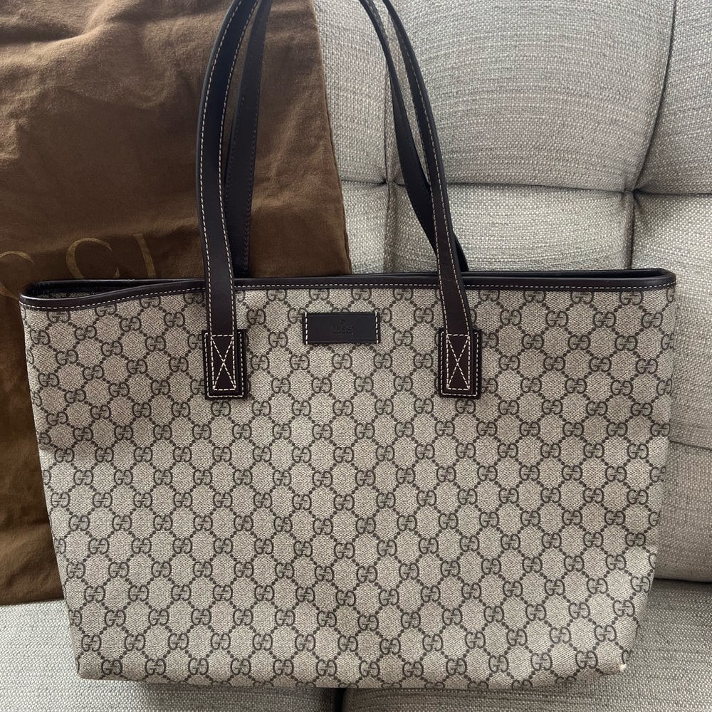 Authentic GUCCI Tote Bag Dust bag included brown tan
